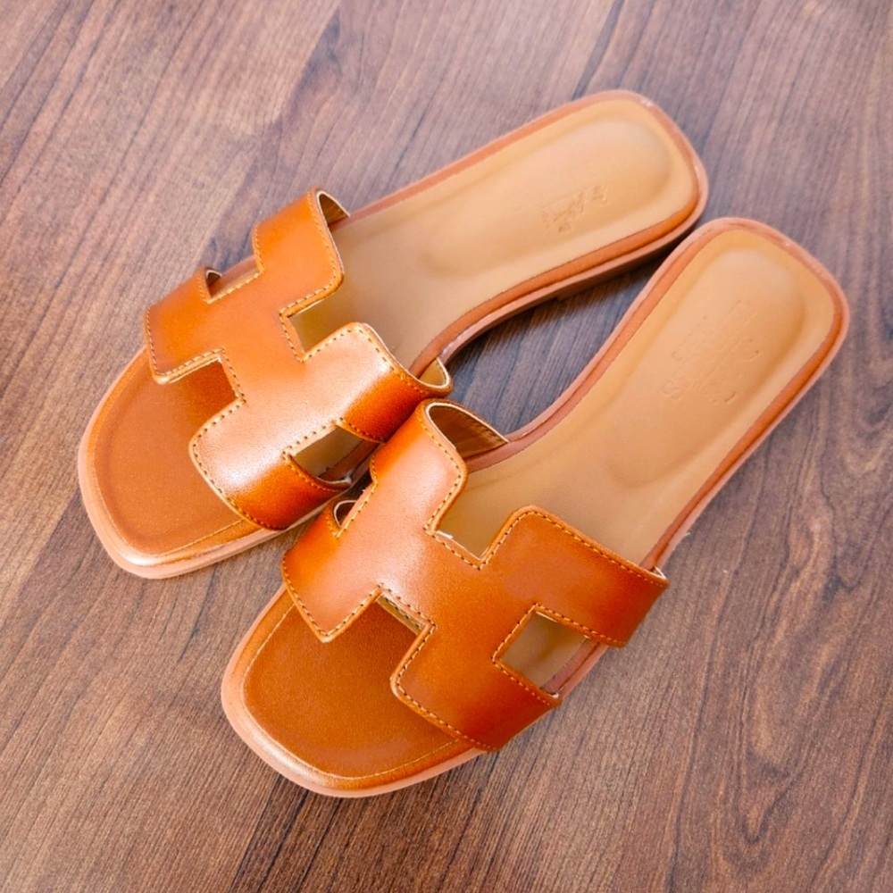 Brown leather sandals new in box